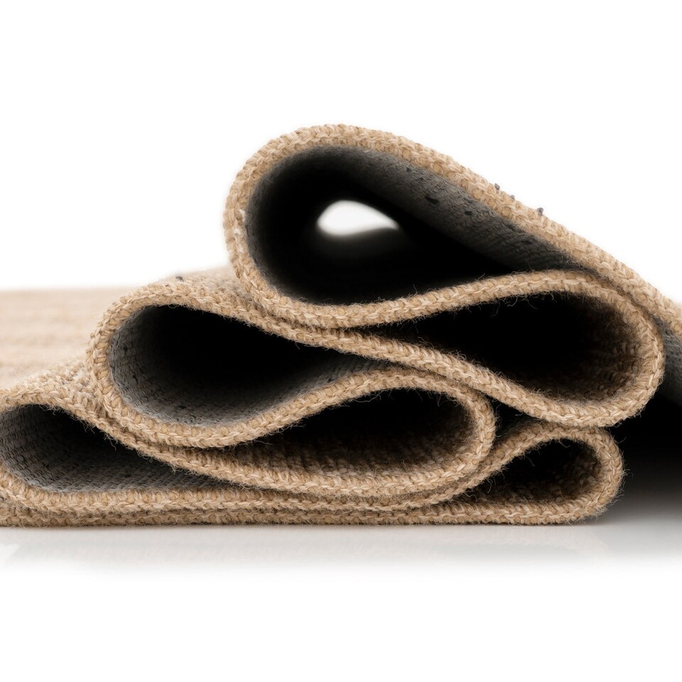 image 1 of KUKOON Leni Washable Striped Jute-Style Runner – Modern Beige Hallway Carpet 80cm x 300cm