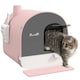 image 1 of PawHut Cat Litter Box Kitten Litter Tray w/ Lid, Scoop, Filter, Flap Door, Pink