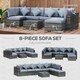 image 5 of Outsunny 8pc Rattan Sofa Garden Furniture Aluminium Outdoor Patio Set Grey