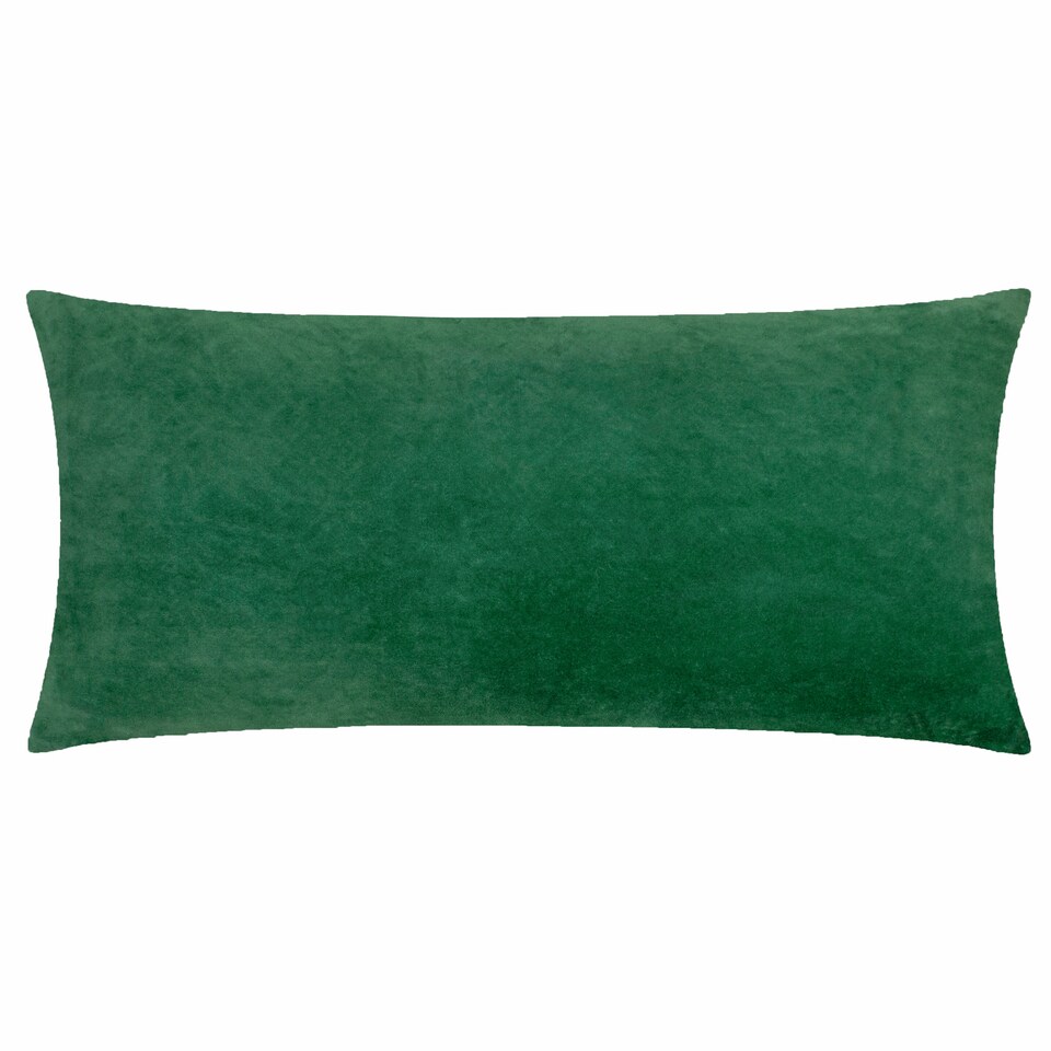image 1 of Paoletti Laurel Embroidered Velvet Cushion, Cerise/Jade, 30 x 60cm