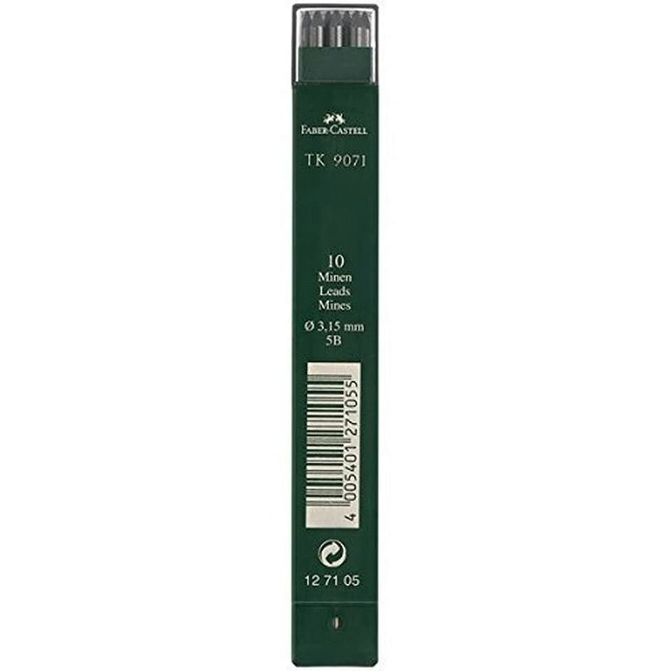 Faber-Castell - TK Clutch Pencil Leads - tube of 10 leads , 3.15mm, 5B