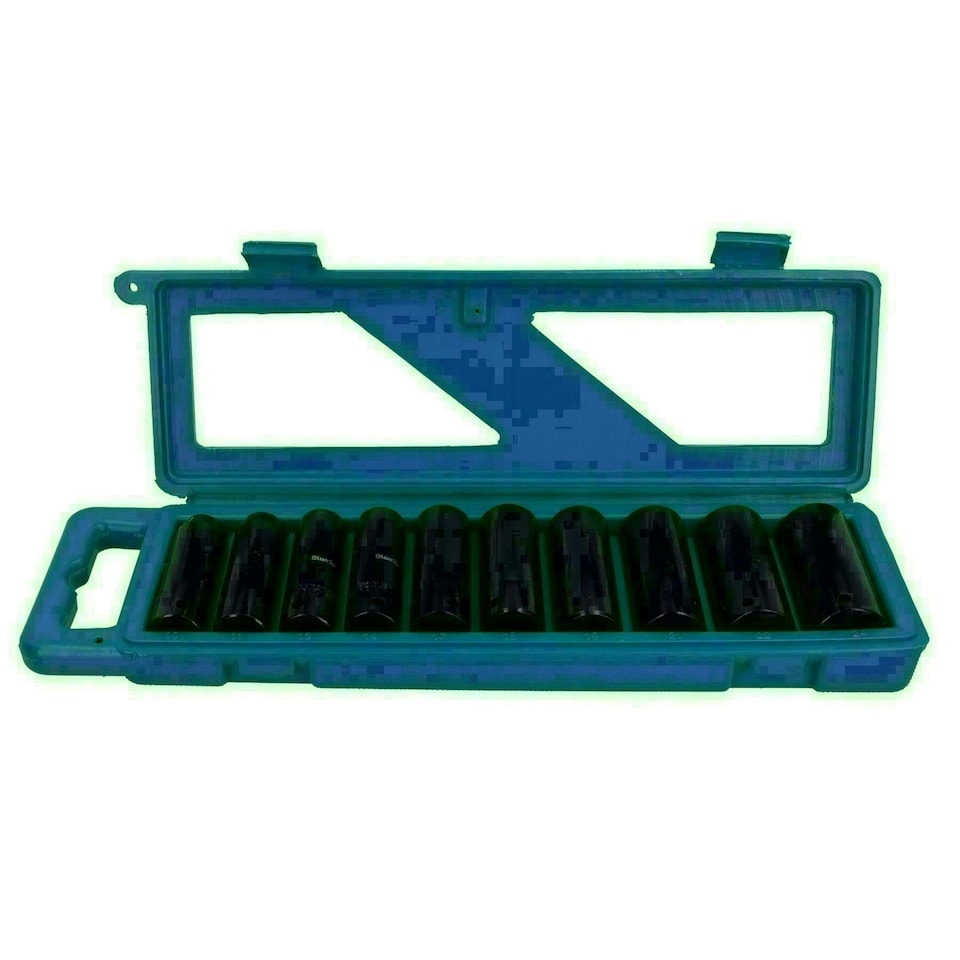 image 1 of 10pc 1/2" Drive Deep Metric 6 Sided Impact Sockets 10mm - 24mm In Case