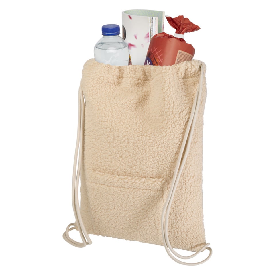 image 1 of Floso Bear Sherpa 9L Drawstring Bag | Multi | Natural | One Size | 1