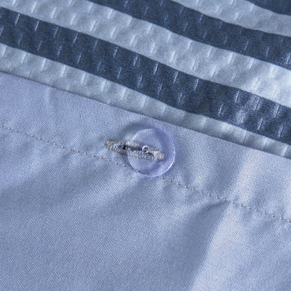 image 1 of OHS Stripe Embossed Soft Cosy Plush Plump Duvet Cover and Pillowcase Bedding Set | Blue | Navy | Double