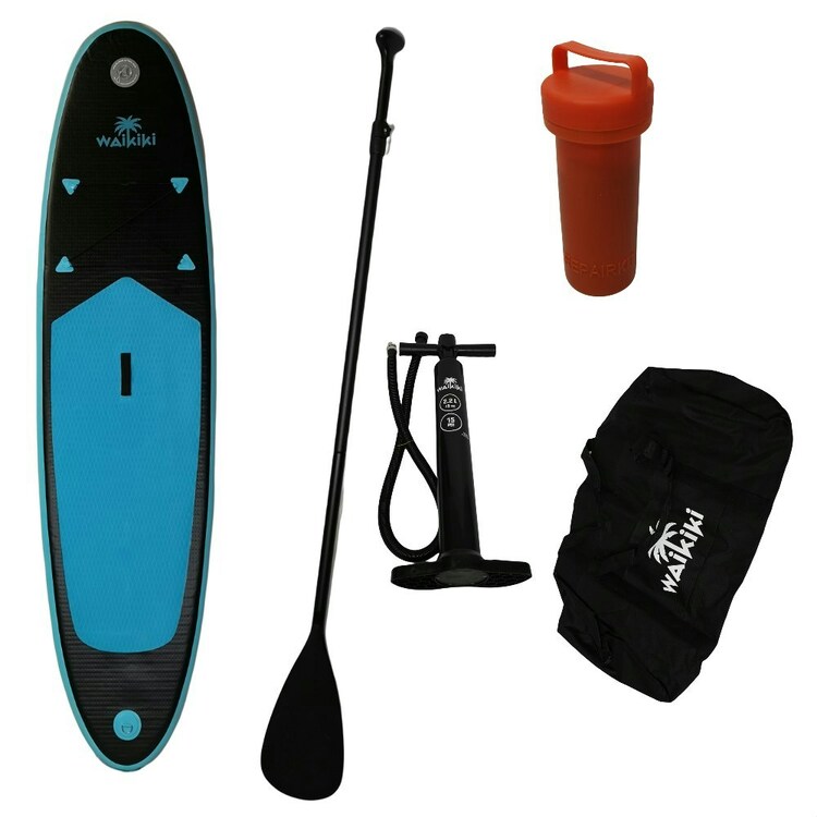 285Mm Stand Up Black Waikiki Inflatable Stand Up Paddle Board & Kit