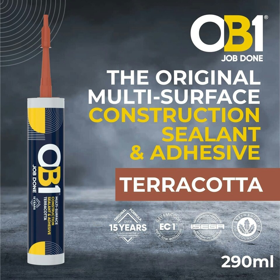 image 1 of OB1 Terracotta Multi-Surface Construction Sealant & Adhesive Silicone Pack of 2