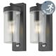 image 2 of Set of 2 Hadron - Black Motion Sensor Outdoor Wall Lights | Black | Clear | 2