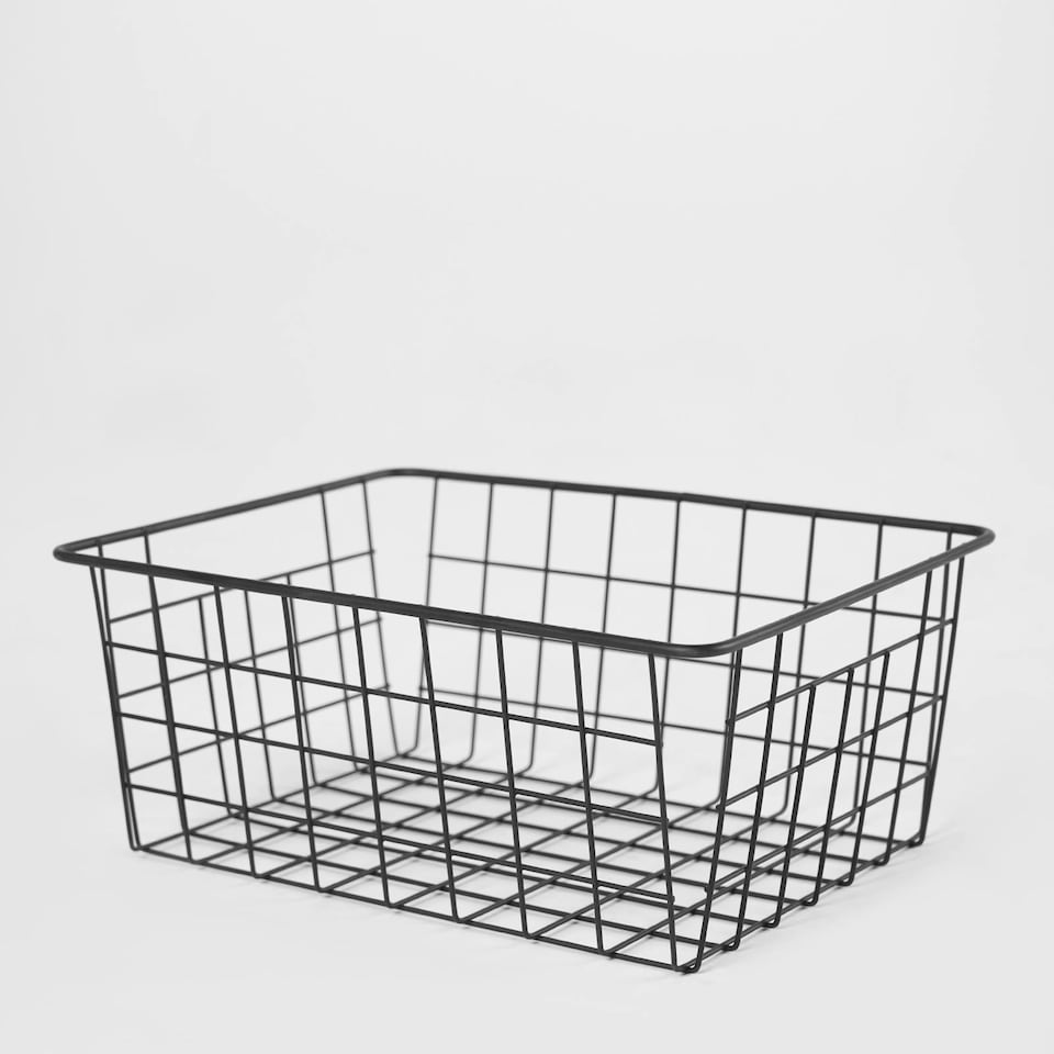 image 1 of OHS Metal Wire Multipurpose Food Pantry Storage Basket Organiser - Black