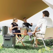 Outsunny 33L Car Fridge Freezer Dual Zone, Portable Camping Fridge 12V/24V DC & 100-240V AC, Electric Cool Box -20℃-20℃ with Wheels and LED Light, for Travel, RV, Road Trip, Picnic [Energy Class E]