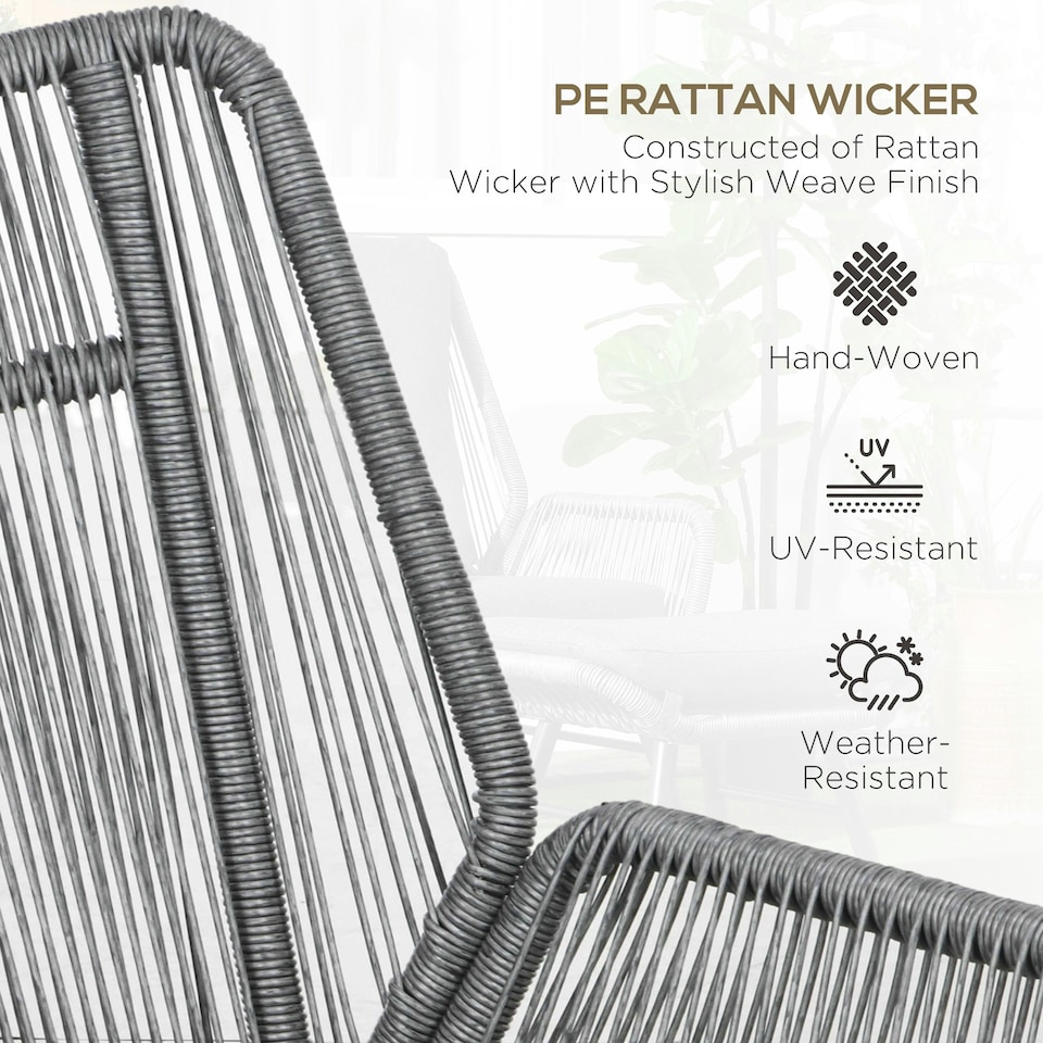 image 1 of Outsunny Garden Rattan Leisure Chair Set with Adjustable Backrest
