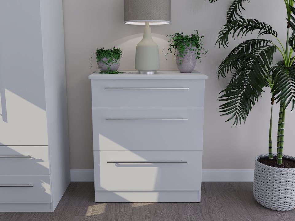 image 1 of Carlton 3 Drawer Deep Chest of Drawers in Grey Matt (Ready Assembled) | Grey | Grey Matt