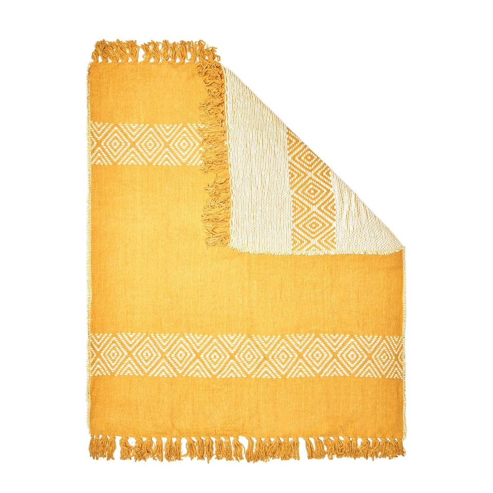 image 1 of BHS Diamond Chenille Throw, Yellow Yellow | Ochre