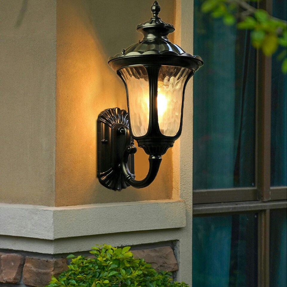 image 1 of Living and Home Vintage Outdoor Wall Lantern, Black | Black