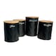 image 5 of 5pc Black Bamboo Lid Kitchen Canister Set Bread Biscuits Tea Sugar Coffee | Black
