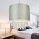 image 9 of First Choice Lighting Sparkle Grey Faux Silk Jewelled Easy Fit Light Shade Grey | Clear