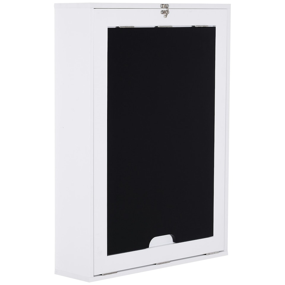 image 1 of HOMCOM Multi-Functional Folding Wall-Mounted Drop-Leaf Table w/Chalkboard Shelf