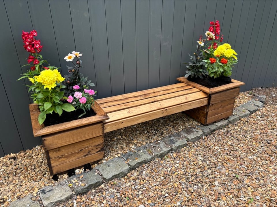 image 1 of Knights Double Planter Bench - Timber - L47.5 x W135 x H40 cm | Brown