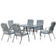 image 1 of Outsunny 7 PCs Garden Dining Set, Glass Table with Umbrella Hole
