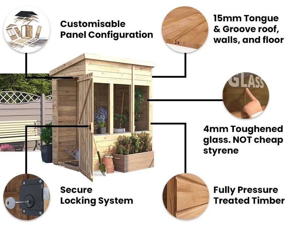 image 1 of Dunster House Potting Shed Pent Roof W4' x D6' (W1.2 x D1.8m) Superfelt, Overlord Modular