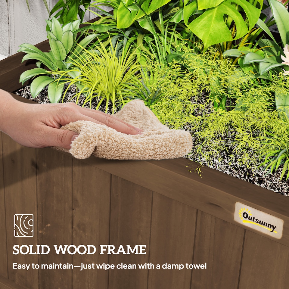 image 1 of Outsunny Wood Planter with Trellis for Climbing Plants Vines Planter Box Brown