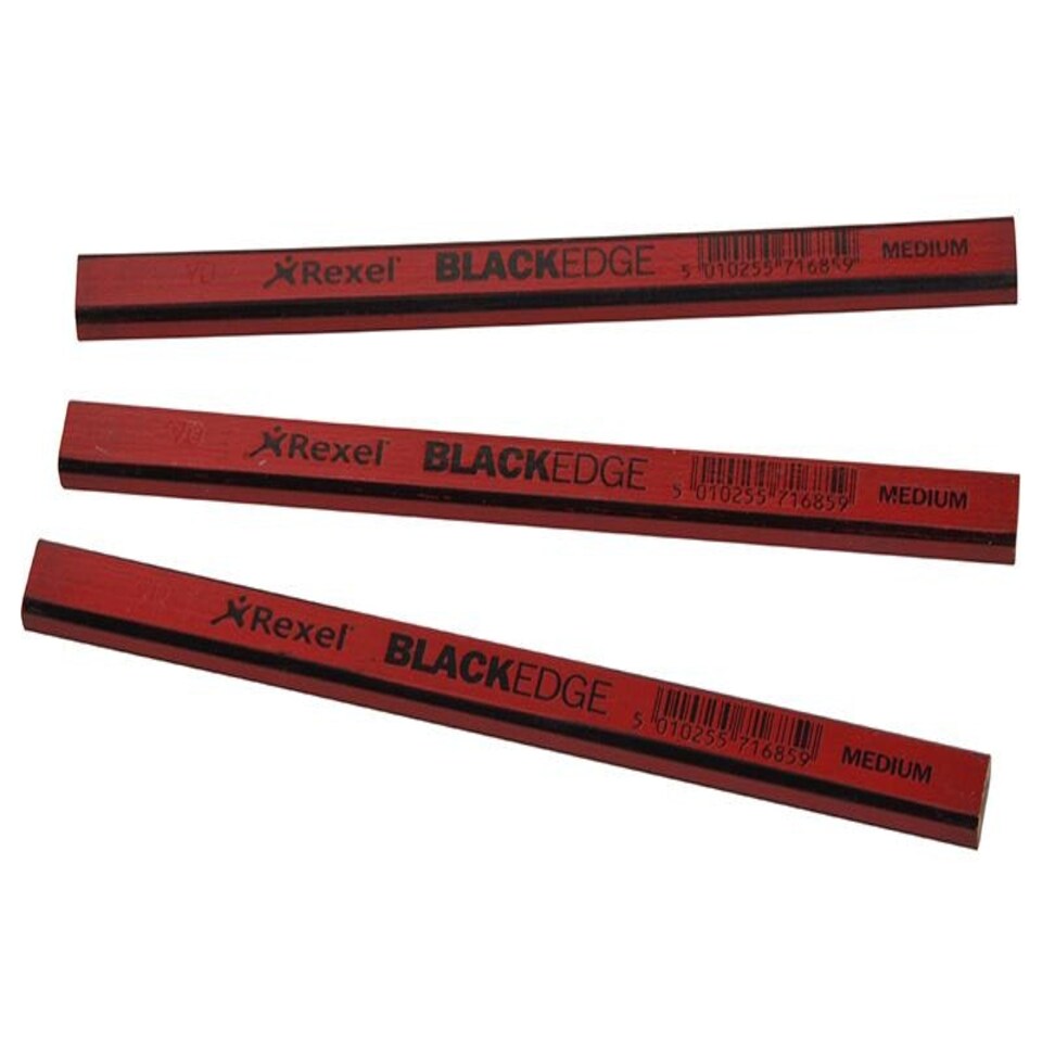 Blackedge Carpenter'S Pencils - Red / Medium Card Of 12
