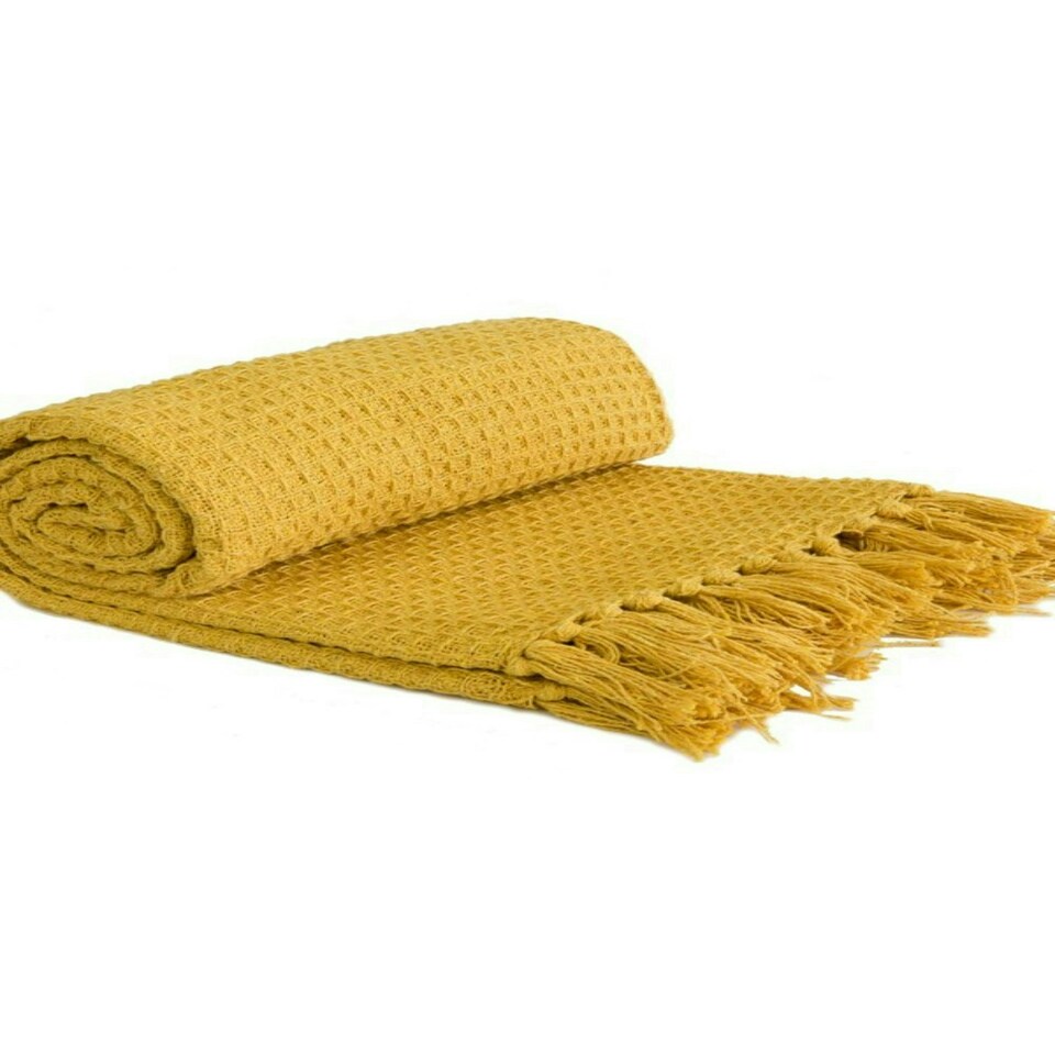 image 1 of Honeycomb Throw 90 X 100 inch Ochre