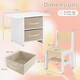 image 2 of COSTWAY Toddler Wooden Activity Table & 2 Chairs Set Cream
