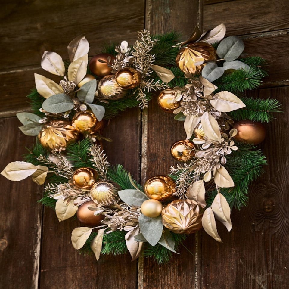 image 1 of Metallic Magic Bauble Wreath 55cm