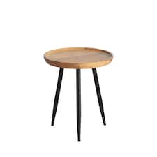Chervey Round Solid Mango Wood Side Table with Tri-Pin Legs Small