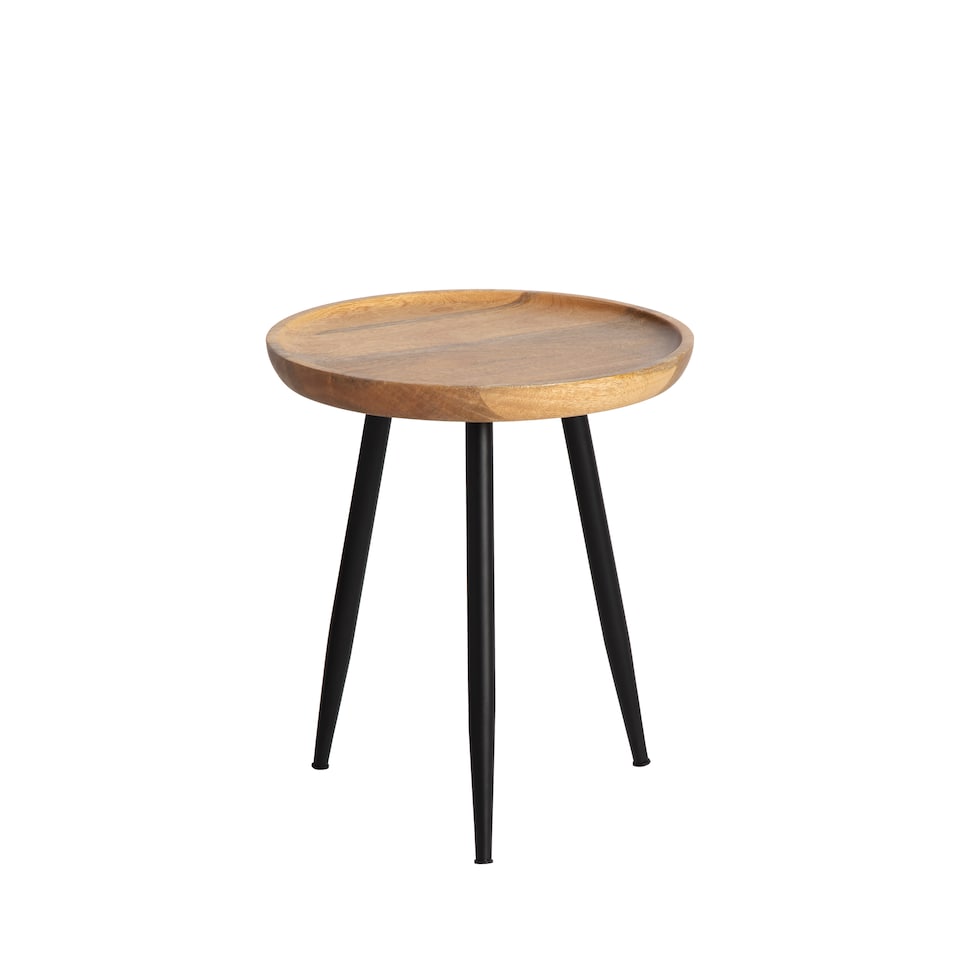 image 1 of Chervey Round Solid Mango Wood Side Table with Tri-Pin Legs Small