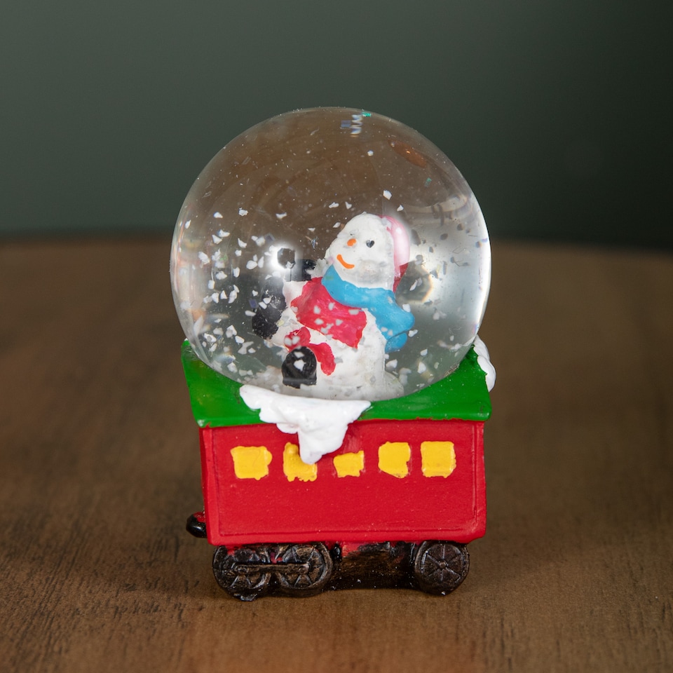 image 1 of 25cm All Aboard Santa's Train Christmas Snow Sphere Decoration