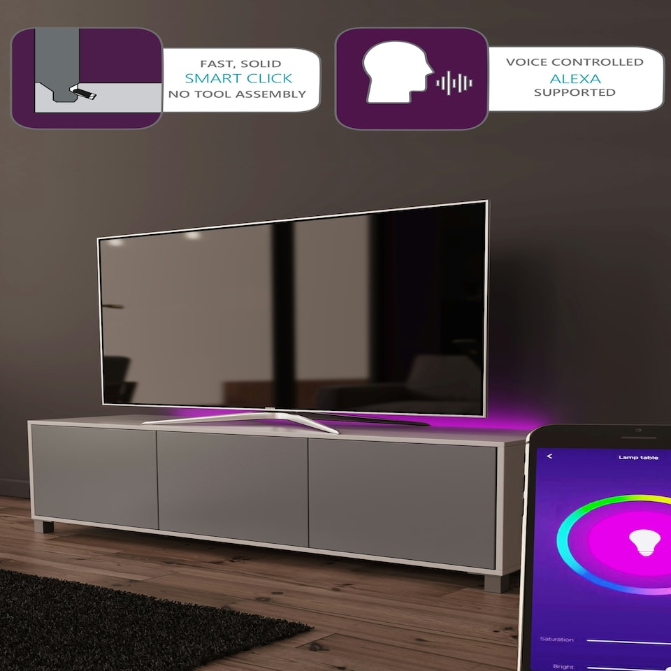 image 1 of Frank Olsen S-TECH 1500 Tv Cabinet Grey | White