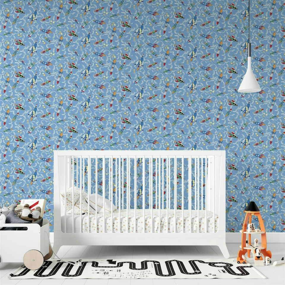 image 1 of Cath Kidston Rockets Blue Wallpaper