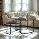 image 5 of Set Of 2 Round Black Nesting Tables With Tempered Glass Top