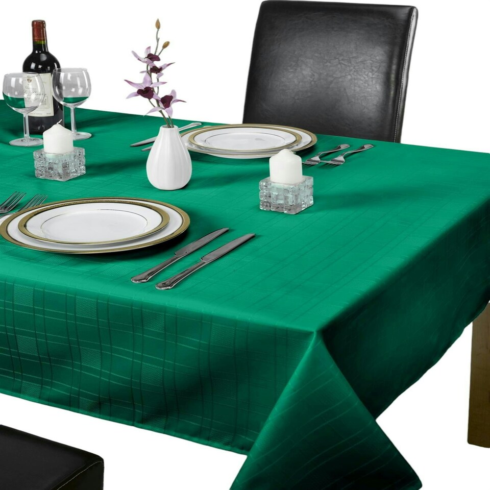 image 1 of Chequers Tablecloth - Forest Green - 127x178cm Green