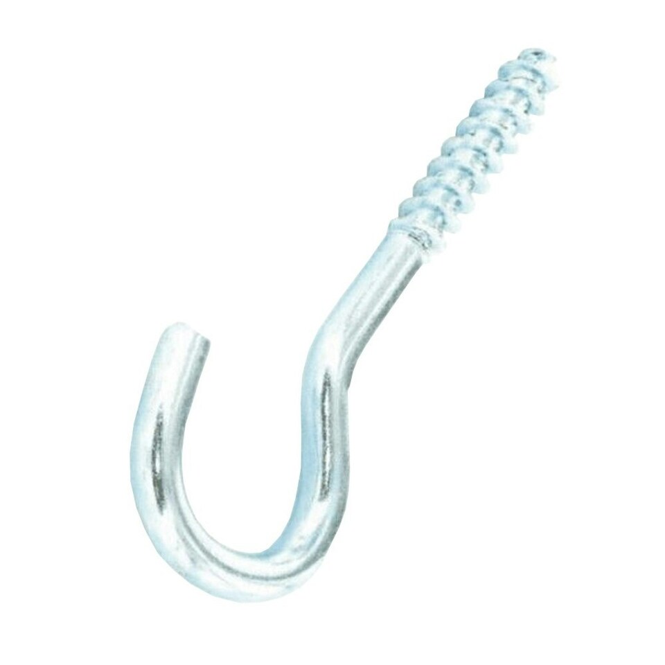 image 1 of Securit Zinc Plated Screw Hook (Pack Of 4) - Silver - 55mm