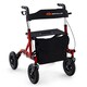 image 1 of COSTWAY Height Adjustable Foldable Rolling Walker with Seat Red