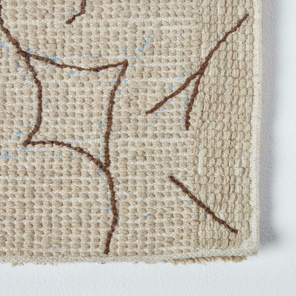image 1 of Homescapes Damask Cotton Bath Mat - Beige | Brown | 50 x 80 cm
