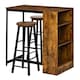 image 2 of HOMCOM 3 Piece Industrial Style Bar Table Set, Pub Dining Table Set Bar Height Table and 2 Stools with Storage Shelf for Kitchen, Living Room, Rustic Brown
