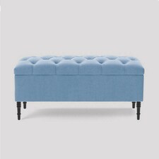 120cm Swiss Chesterfield Ottoman Storage Bench- Plush Velvet Shoe Bench - Duck Egg Upholstery Footstool with Storage
