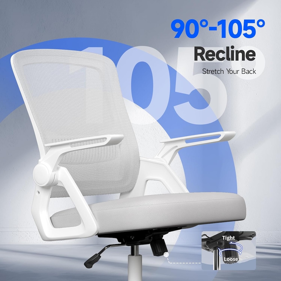 image 1 of Rattantree Ergonomic Swivel Computer Chair with Flip-Up Armrests