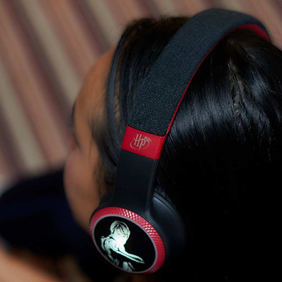 image 1 of Lazerbuilt Harry Potter Patronus Wireless LED Headphones Black&Red