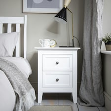 Karlstad Bedside Table with 2 Drawers in Classic White White