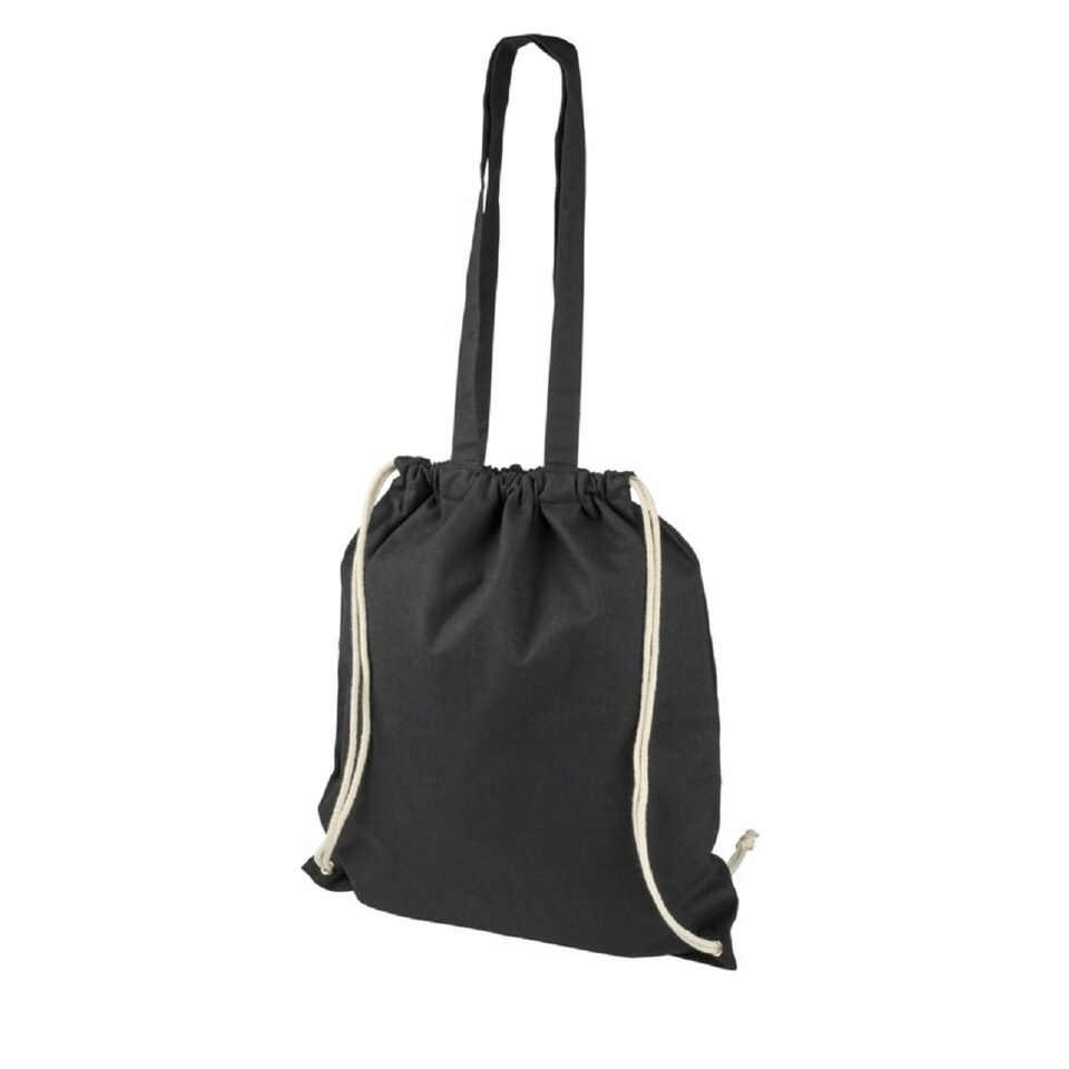 image 1 of Bullet Eliza Cotton Drawstring Bag - Solid Black - 38 x 42 cm