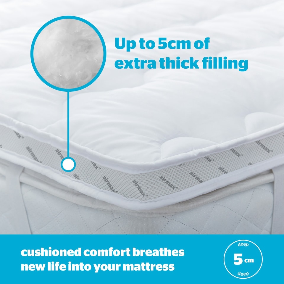 image 1 of Silentnight Airmax 5cm Mattress Topper and Pillow Set White | Single with 1 Pillow | Single