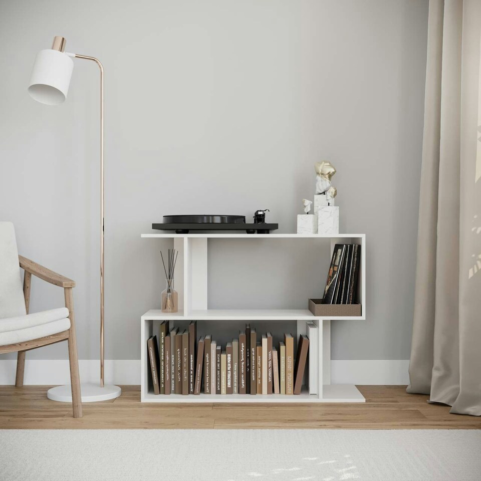 image 1 of 2-Tier Wooden Irregular Storage Unit - 80 cm Brown | Oak