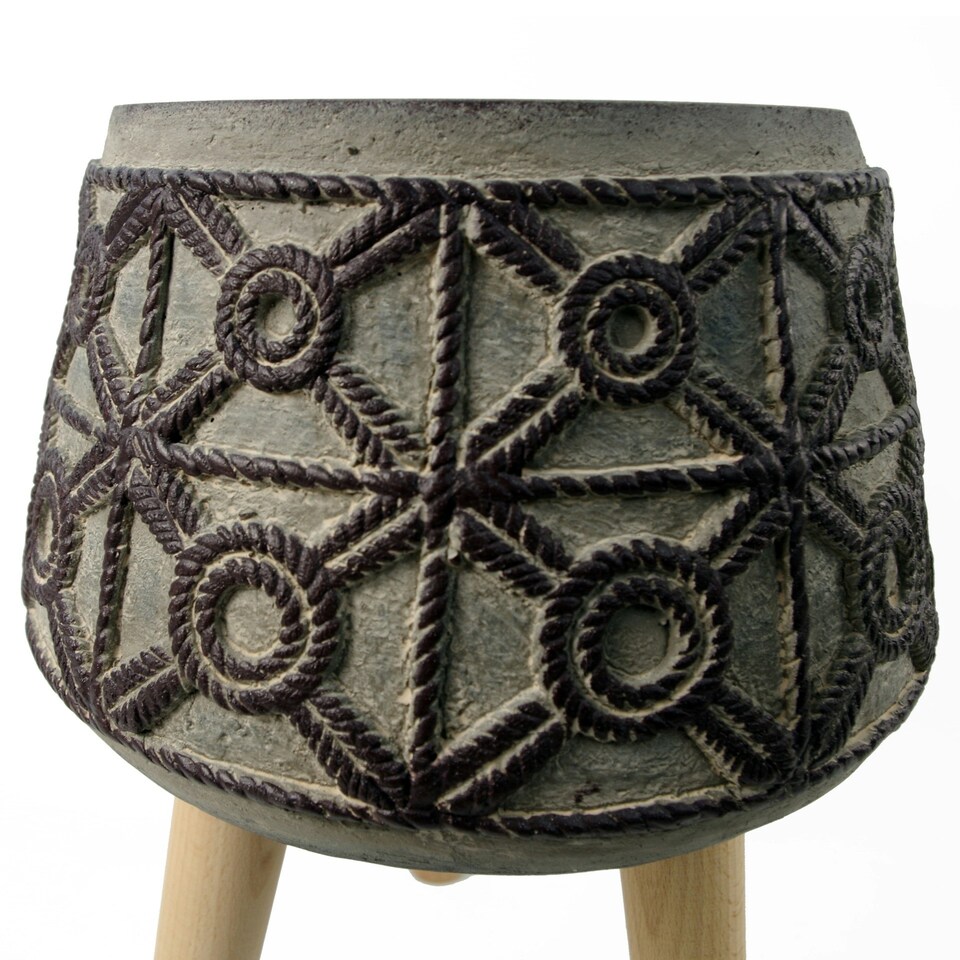 image 1 of Embossed Composite Large Planter Brown