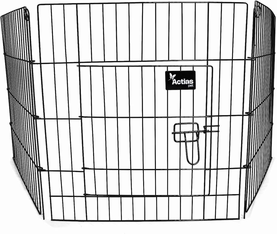image 1 of Actiaspet Black Metal Drop Pin Play Pen Available in 4 Different Sizes (Black, Small, 8)