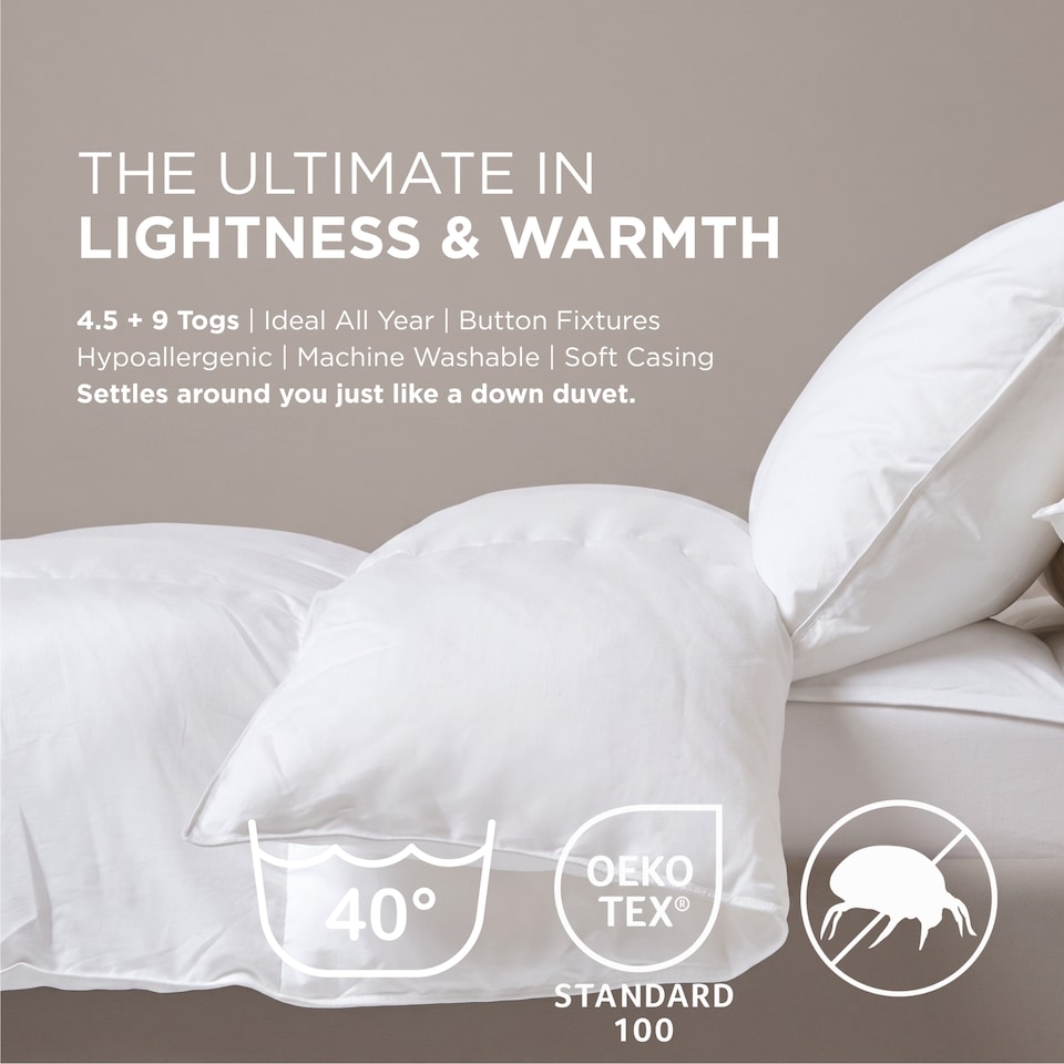 image 1 of Homescapes Luxury Like Down Super Microfibre All Seasons 13.5 Tog Duvet, Super King | White | Super King