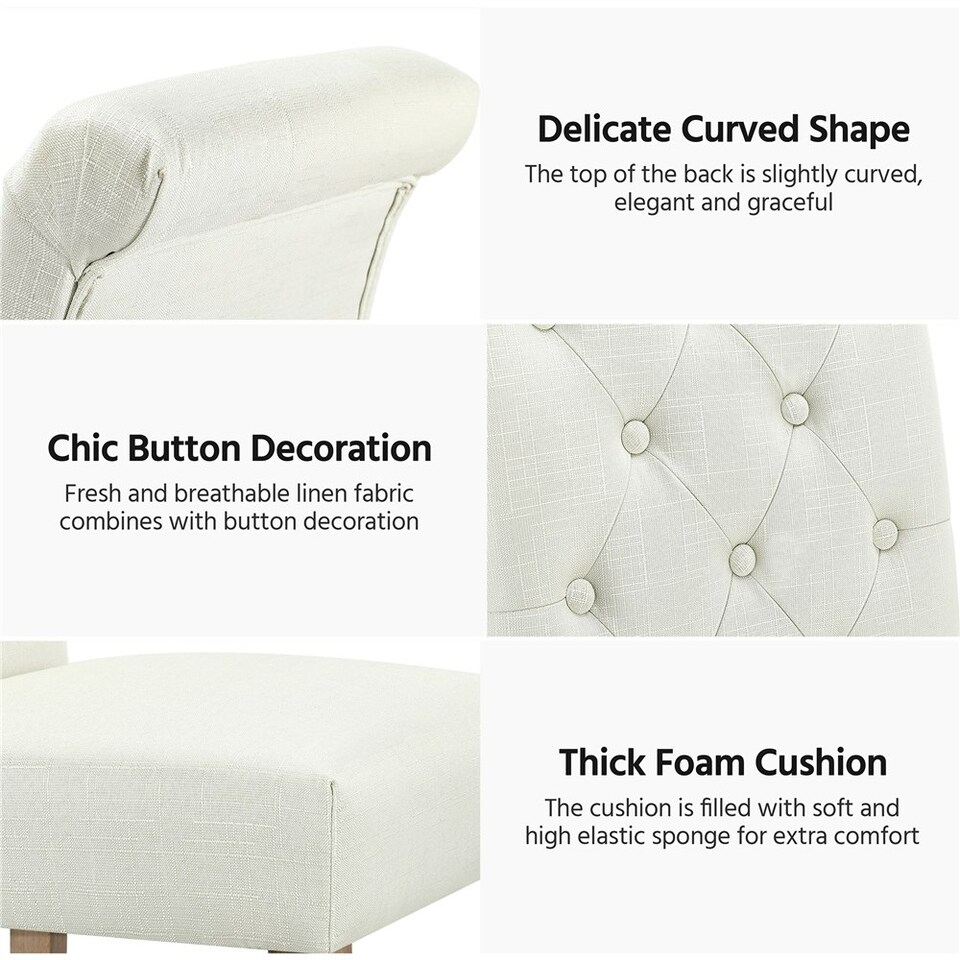image 1 of Yaheetech Set of 2 Classic PU Leather Dining Chairs Cream | Beige